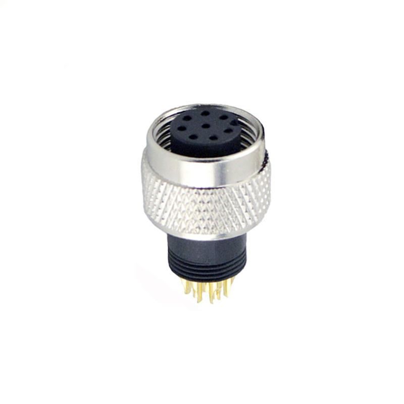 M12 8pin A code female moldable connector,unshielded,brass with nickel plated screw